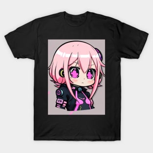 Cute Kawaii Manga Anime Girl Pink Color T-Shirt